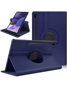 Ntech Samsung Tab S8 Plus hoes Draaibare Book Case Cover Donker Blauw - Samsung Galaxy Tab S8 Plus hoesje 2022/ Tab S7 FE 2021/Tab S7 Plus 2020 hoesje  -Tablet Hoes 12.4 Inch