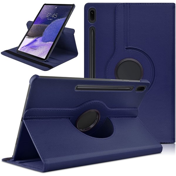 Ntech Hoesje Geschikt Voor Samsung Galaxy Tab S8 Plus hoes Draaibare Book Case Cover Donker Blauw - Hoesje Geschikt Voor Samsung Galaxy Tab S8 Plus hoesje 2022/ Tab S7 FE 2021/Tab S7 Plus 2020 hoesje -Tablet Hoes 12.4 Inch