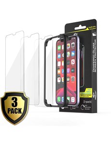 MDOutlet Screenprotector iPhone 11 Pro / Xs / X  Screenprotector Met Montage Kit Frame - iPhone 11 Pro / Xs / X  Screenprotector Eenvoudige Installatie - 3 Pack Premium Tempered Glas 2.5D 9H