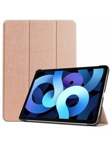 Ntech iPad Air 5 hoes bookcase Rosegoud - iPad air 2022 hoes 10.9 - hoes iPad Air 5 smart case Kunstleer - iPad air 2020 hoes Trifold Smart hoesje