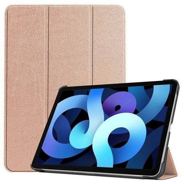 Ntech Hoes geschikt voor iPad Air 5 bookcase Rosegoud - Hoes geschikt voor iPad air 2022 hoes 10.9 - Hoes geschikt voor iPad Air 5 smart case Kunstleer - Hoes geschikt voor iPad air 2020 hoes Trifold Smart hoesje