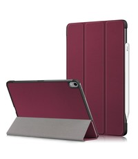 Ntech iPad Air 5 hoes bookcase Wine Rood - iPad air 2022 hoes 10.9 - hoes iPad Air 5 smart case Kunstleer - iPad air 2020 hoes Trifold Smart hoesje