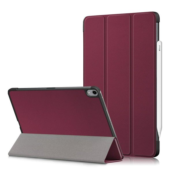Ntech Hoes geschikt voor iPad Air 5 bookcase Wine Rood - Hoes geschikt voor iPad air 2022 hoes 10.9 - Hoes geschikt voor iPad Air 5 smart case Kunstleer - Hoes geschikt voor iPad air 2020 hoes Trifold Smart hoesje