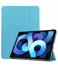Ntech iPad Air 5 hoes bookcase Licht Blauw - iPad air 2022 hoes 10.9 - hoes iPad Air 5 smart case Kunstleer - iPad air 2020 hoes Trifold Smart hoesje