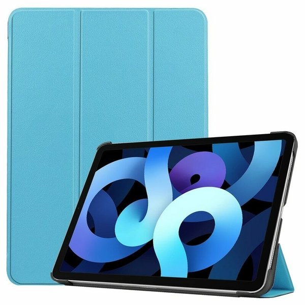 Ntech Hoes geschikt voor iPad Air 5 bookcase Licht Blauw - Hoes geschikt voor iPad air 2022 hoes 10.9 - Hoes geschikt voor iPad Air 5 smart case Kunstleer - Hoes geschikt voor iPad air 2020 hoes Trifold Smart hoesje
