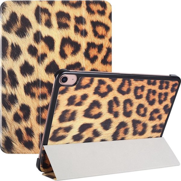 Ntech Hoes geschikt voor iPad Air 5 bookcase Luipaard print - Hoes geschikt voor iPad air 2022 hoes 10.9 - Hoes geschikt voor iPad Air 5 smart case Kunstleer - Hoes geschikt voor iPad air 2020 hoes Trifold Smart hoesje