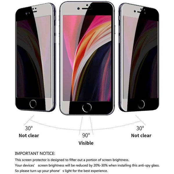 Ntech Screenprotector Geschikt voor SE 2022 Privacy screenprotector 2 Pack / Privacy Screenprotector Geschikt voor Se 2020 Beschermfolie - Screenprotector Geschikt voor 7 / 8 Anti Spy Screenprotector - Screenprotector Geschikt voor Se 2022 Priva
