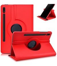 Ntech Samsung Tab S8 hoes Draaibare Book Case Cover Rood - Samsung Galaxy Tab S8 hoesje 2022 - Tab S7 hoes 11 inch Tablet Hoes