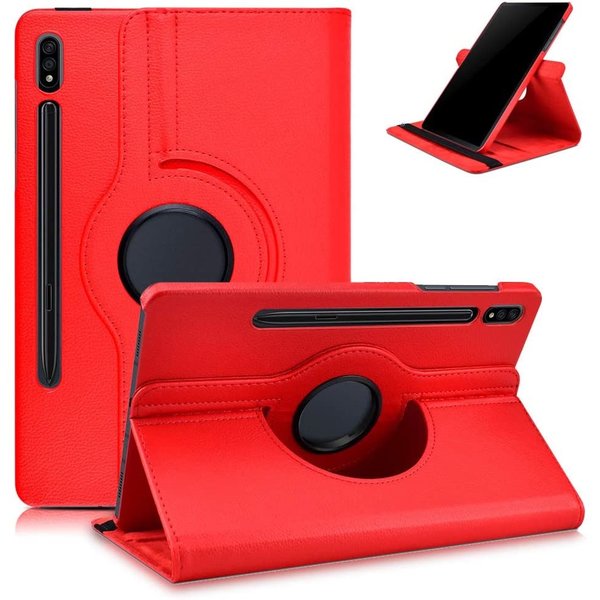 Ntech Hoesje Geschikt Voor Samsung Galaxy Tab S8 hoes Draaibare Book Case Cover Rood - Hoesje Geschikt Voor Samsung Galaxy Tab S8 hoesje 2022 - Tab S7 hoes 11 inch Tablet Hoes