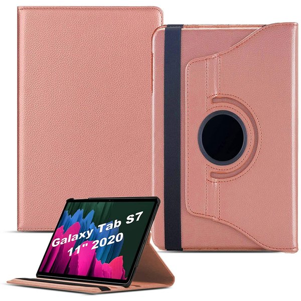 Ntech Hoesje Geschikt Voor Samsung Galaxy Tab S8 hoes Draaibare Book Case Cover Rose Goud - Hoesje Geschikt Voor Samsung Galaxy Tab S8 hoesje 2022 - Tab S7 hoes 11 inch Tablet Hoes