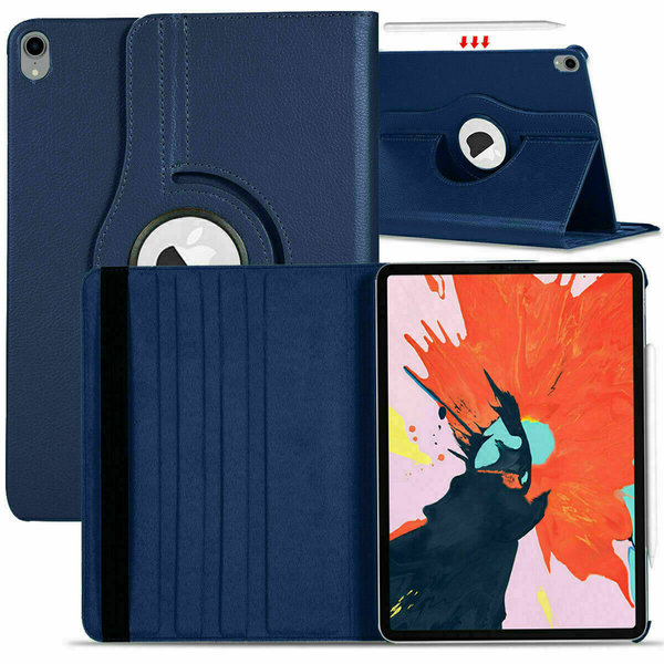 Ntech Hoes geschikt voor iPad Air 2022 360 Graden Draaibare Donker Blauw - Hoes geschikt voor iPad Air 5 hoes bookcase met standaard - Hoes geschikt voor iPad air 5 case 5e generatie hoes - Hoes geschikt voor iPad Air 2022 / Air 2020 hoes 10.9 - Hoes geschikt v