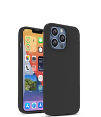 Ntech iPhone 13 Pro Max Siliconen backcover met microvezel Zwart