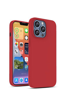 Ntech iPhone 13 Pro Max Siliconen backcover met microvezel Rood