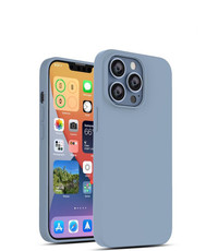 Ntech iPhone 13 Pro Max Siliconen backcover met microvezel Licht Blauw