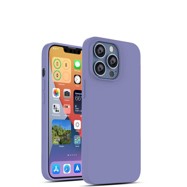 Ntech Hoesje Geschikt voor iPhone 13 Pro Max – Liquid siliconen backcover – Lila