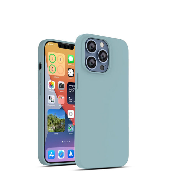 Ntech Hoesje Geschikt voor iPhone 13 Pro Max – Liquid siliconen backcover – Mint Groen