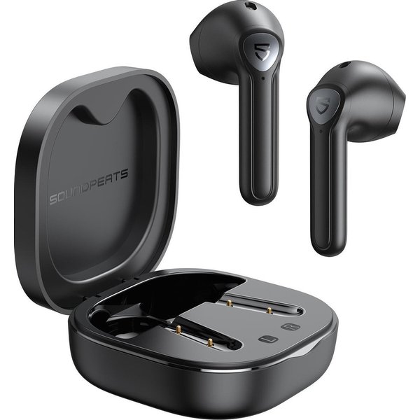 Soundpeats SoundPEATS TrueAir2 Draadloze hoofdtelefoon, in-ear bluetooth hoofdtelefoon met mini-oplaadkoffer, 4 microfoons, 25 uur looptijd, aanraakbediening, type C snel opladen, draadloze oordopjes met krachtige bas.