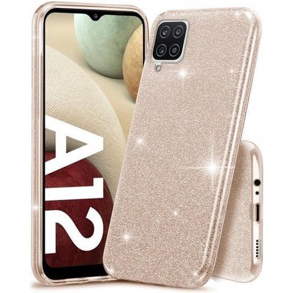 oTronica oTronica Backcover glitter hoesje voor Geschikt Voor Samsung Galaxy A12 Hoesje - Goud