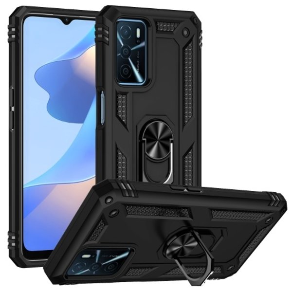 oTronica oTronica Armor Backcover voor Geschikt Voor Oppo A16 hoesje met ringhouder - Zwart