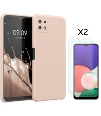 Ntech Samsung A22 hoesje - A22 5G hoesje Silicone Pink Sand - Galaxy A22 hoesje Liquid Silicone Soft Nano cover - 2pack Screenprotector Galaxy A22