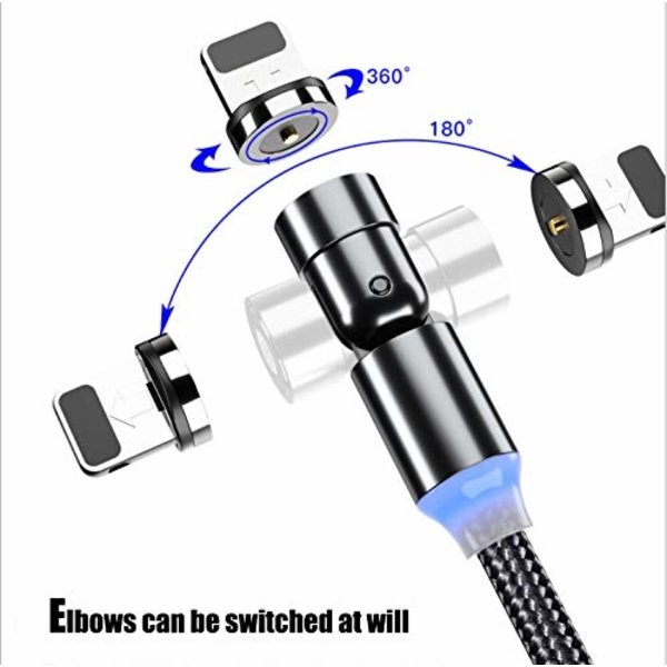 Ntech Magnetische Oplaadkabel 1M Zwart  Snellader  USB magnetisch oplaadkabel - Magneet Oplader 2.4A Fast Charge Output Sterke Magneet voor Geschikt voor iPhone 12 / 12 pro Max / 13 / 13 Pro max / Xr/ X/ 11 / 11 Pro max