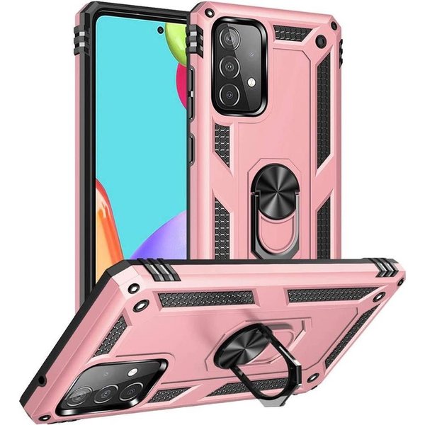 oTronica oTronica Armor Backcover Geschikt Voor Samsung Galaxy A22 (4G) hoesje met Ringhouder - Rose goud