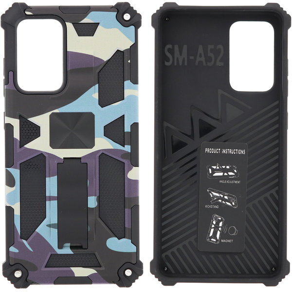 Ntech Hoesje Geschikt Voor Samsung Galaxy S20 Hoesje - Rugged Extreme Backcover Camouflage met Kickstand - Paars