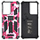 Ntech Hoesje Geschikt Voor Samsung Galaxy S21 Ultra Hoesje - Rugged Extreme Backcover Camouflage met Kickstand - Pink