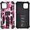 Ntech Hoesje Geschikt voor iPhone 12 Mini Hoesje - Rugged Extreme Backcover Camouflage met Kickstand Pink