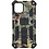 Ntech Hoesje Geschikt voor iPhone 12 Mini Hoesje - Rugged Extreme Backcover Blaadjes Camouflage met Kickstand - Groen