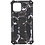 Ntech Hoesje Geschikt voor iPhone 12 Pro Max Hoesje - Rugged Extreme Backcover Marmer Camouflage met Kickstand - Zwart