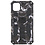 Ntech Hoesje Geschikt voor iPhone 12 (Pro) Hoesje - Rugged Extreme Backcover Marmer Camouflage met Kickstand - Zwart