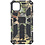 Ntech Hoesje Geschikt voor iPhone 12 (Pro) Hoesje - Rugged Extreme Backcover Blaadjes Camouflage met Kickstand - Groen