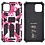 Ntech Hoesje Geschikt voor iPhone 12 (Pro) Hoesje - Rugged Extreme Backcover Camouflage met Kickstand - Pink