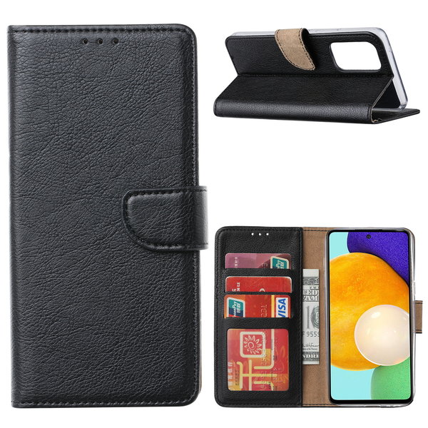 Ntech Hoesje Geschikt Voor Samsung Galaxy A53 / A53s hoesje bookcase Zwart - Hoesje Geschikt Voor Samsung Galaxy A53 wallet case portemonnee hoesje - A53 5G Hoes met Pasjeshouder cover