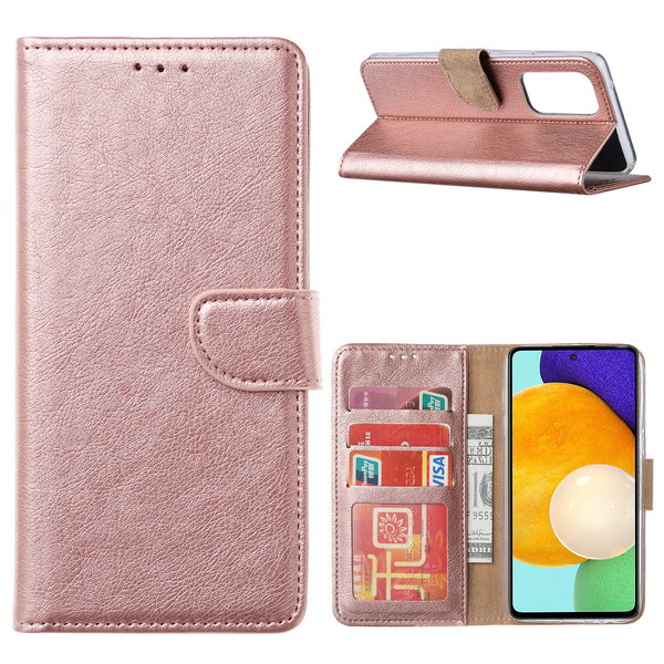 Ntech Hoesje Geschikt Voor Samsung Galaxy A53 / A53s hoesje bookcase Rose Goud - Hoesje Geschikt Voor Samsung Galaxy A53 wallet case portemonnee hoesje - A53 5G Hoes met Pasjeshouder cover