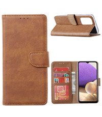 Ntech Samsung A33 hoesje bookcase Bruin - Samsung Galaxy A33 wallet case portemonnee hoesje -  A33 5G Hoes met Pasjeshouder cover
