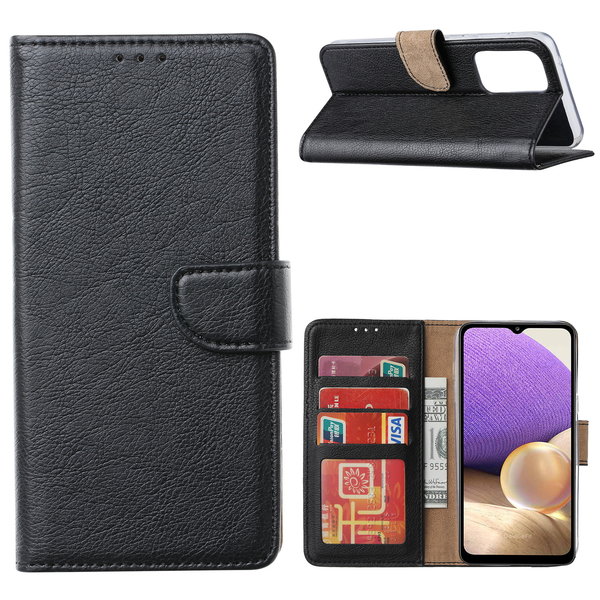 Ntech Hoesje Geschikt Voor Samsung Galaxy A33 hoesje bookcase Zwart - Hoesje Geschikt Voor Samsung Galaxy A33 wallet case portemonnee hoesje - A33 5G Hoes met Pasjeshouder cover