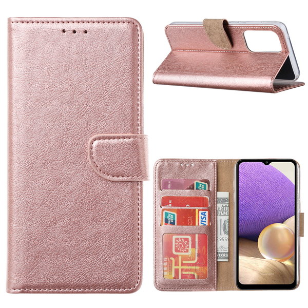 Ntech Hoesje Geschikt Voor Samsung Galaxy A33 hoesje bookcase Rose Goud - Hoesje Geschikt Voor Samsung Galaxy A33 wallet case portemonnee hoesje - A33 5G Hoes met Pasjeshouder cover