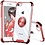 Ntech Hoesje Geschikt voor iPhone 7 hoesje silicone met ringhouder Back Cover case - Transparant/Rosegoud