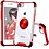 Ntech Hoesje Geschikt voor iPhone 7 Plus hoesje silicone met ringhouder Back Cover case - Transparant/Rood