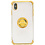 Ntech Hoesje Geschikt voor iPhone XS Max hoesje silicone met ringhouder Back Cover case - Transparant/Goud
