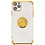 Ntech Hoesje Geschikt voor iPhone 12 Pro Max hoesje silicone met ringhouder Back Cover case - Transparant/Goud
