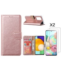 Ntech Samsung A53  / A53s hoesje bookcase Rose Goud - Samsung Galaxy A53 5G case portemonnee hoesje - Galaxy A53 book case hoes cover - Samsung A53 screenprotector / tempered glass 2 Pack