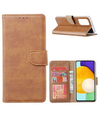 Ntech Samsung A53  / A53s hoesje bookcase Bruin - Samsung Galaxy A53 wallet case portemonnee hoesje -  A53 5G Hoes met Pasjeshouder cover