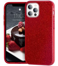 oTronica oTronica Backcover voor Apple iiPhone 13 Pro Max glitter hoesje - Rood