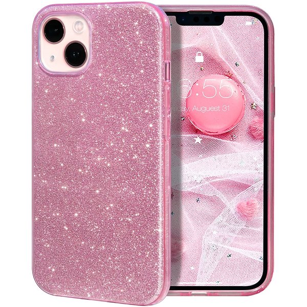 oTronica oTronica Back cover Geschikt voor iPhone Pro Max glitter hoesje -Roze met camera uitsparing