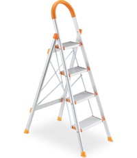 Merkloos inklapbare huishoudtrap - aluminium - keukentrap tot 150 kg - trapladder - trap - 5 treden