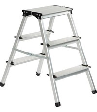 Merkloos Dubbel - 2x3 treden - Aluminium - Lichtgewicht - Werktrap