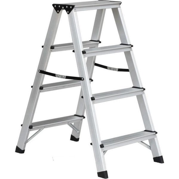 Merkloos  Dubbelzijdige aluminium trap 2x4 treden. max 150kg / opstaptrap / vouwtrap / handige opbergtrap